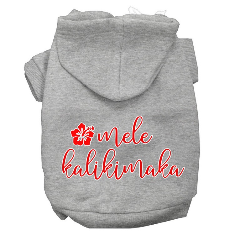 Mele Kalikimaka Screen Print Dog Hoodie Grey S